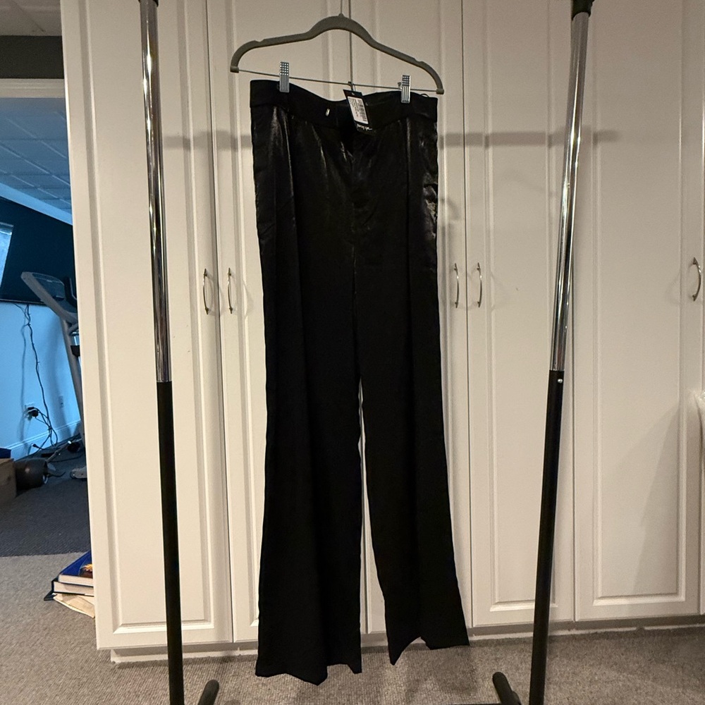 Nasty Gal Black Shimmer Wide-Leg Trousers